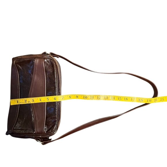 Chocolate Brown Leather Small Shoulder Baguette Bag Y2K 2010s Indie Boho Travel - Picture 7 of 8